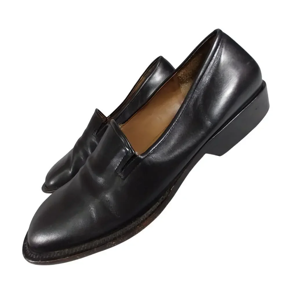 BCBGMAXAZRIA! FAB BLACK GENUINE LEATHER SQUARE TOE, STACK HEELS LOAFERS! SZ 8.5D
